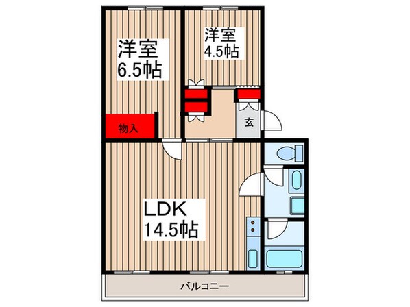 郊外マンションE棟（301）の物件間取画像